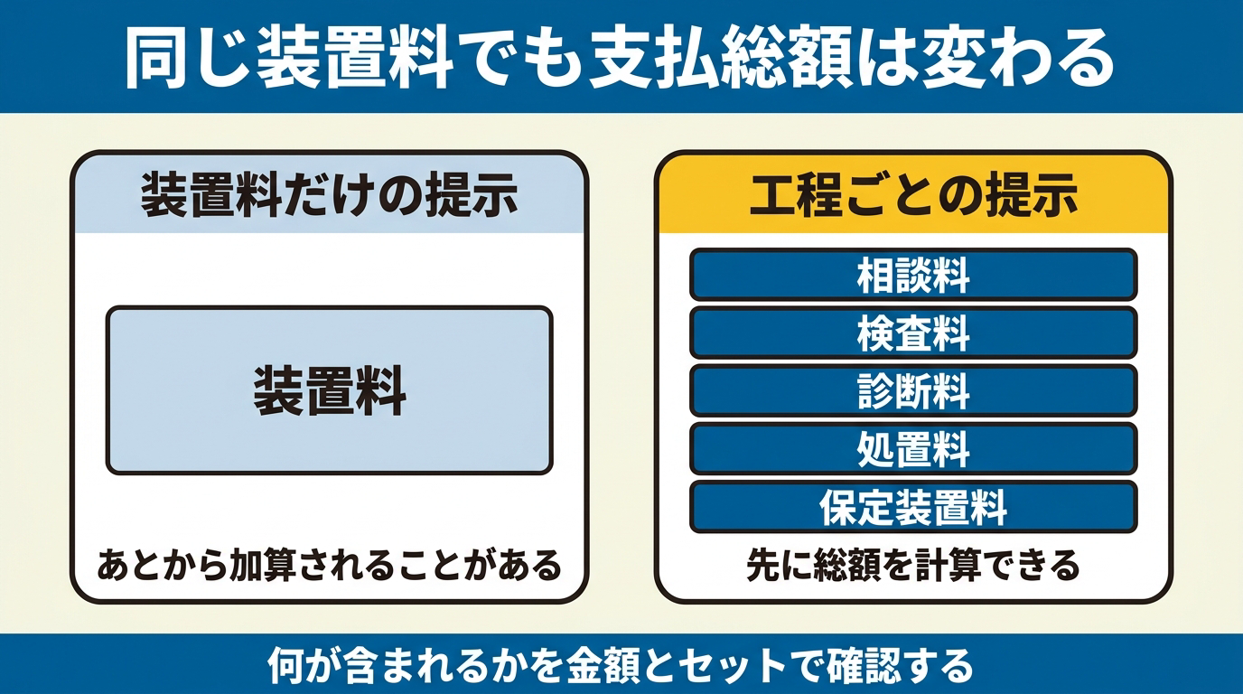 同じ装置料でも支払総額は変わる