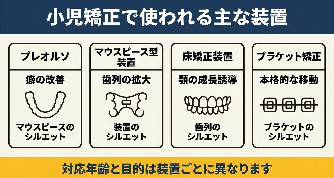 小児矯正で使われる主な装置