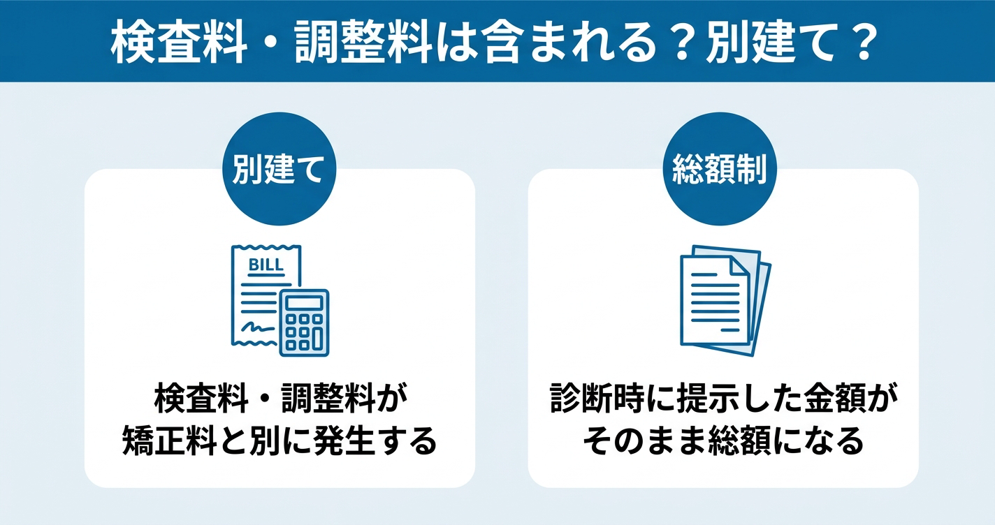 検査料・調整料が総額に含まれるか別建てかを確認するポイント