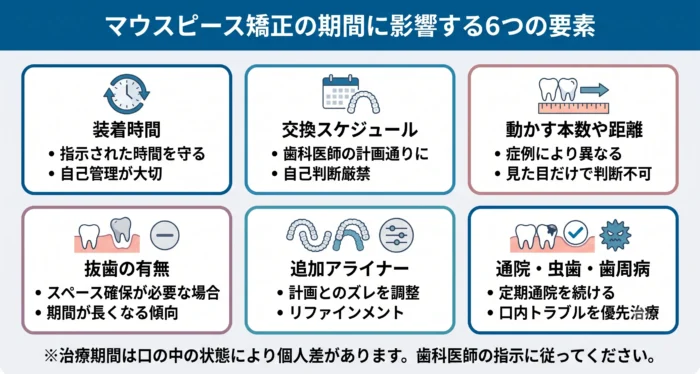 マウスピース矯正の期間を左右する6つの要素